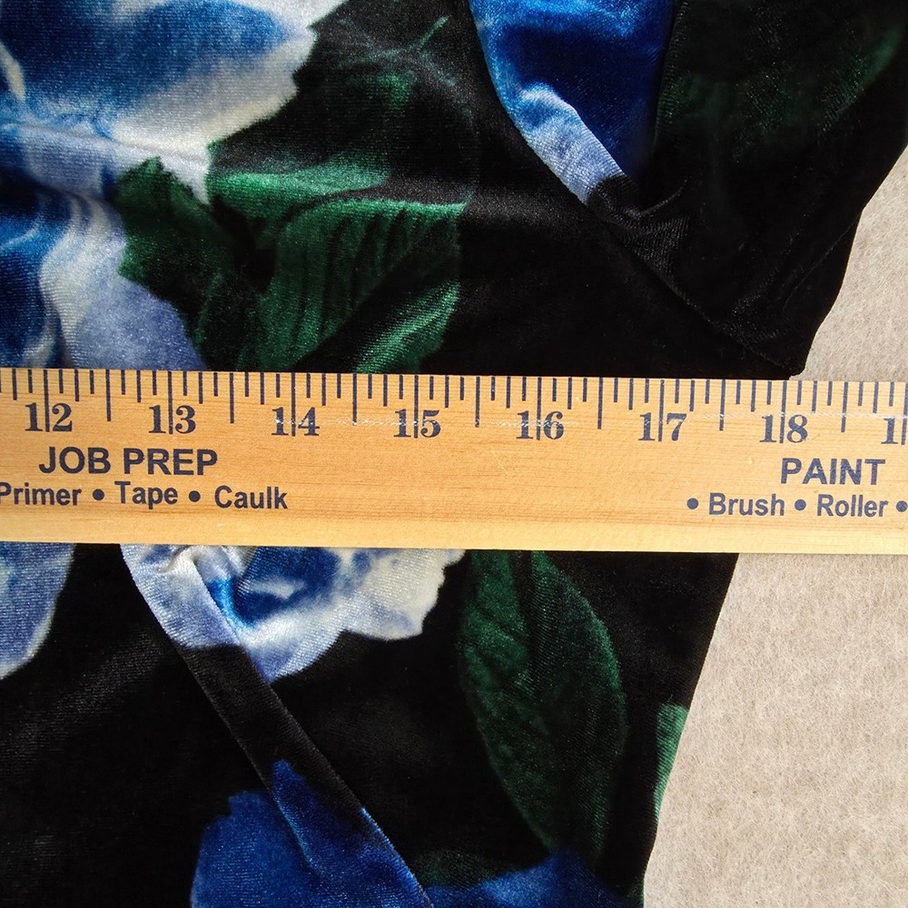Calvin Klein Dark Floral Velvet Midi Dress Sz 10 Blue Rose Office‎ Evening - Picture 12 of 15